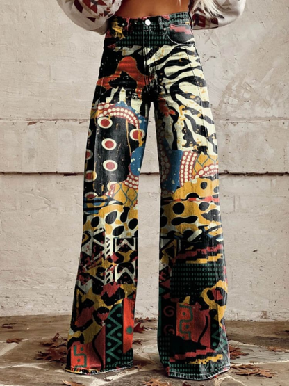 Mia | Moderne farbenfrohe Hosen mit weitem Bein