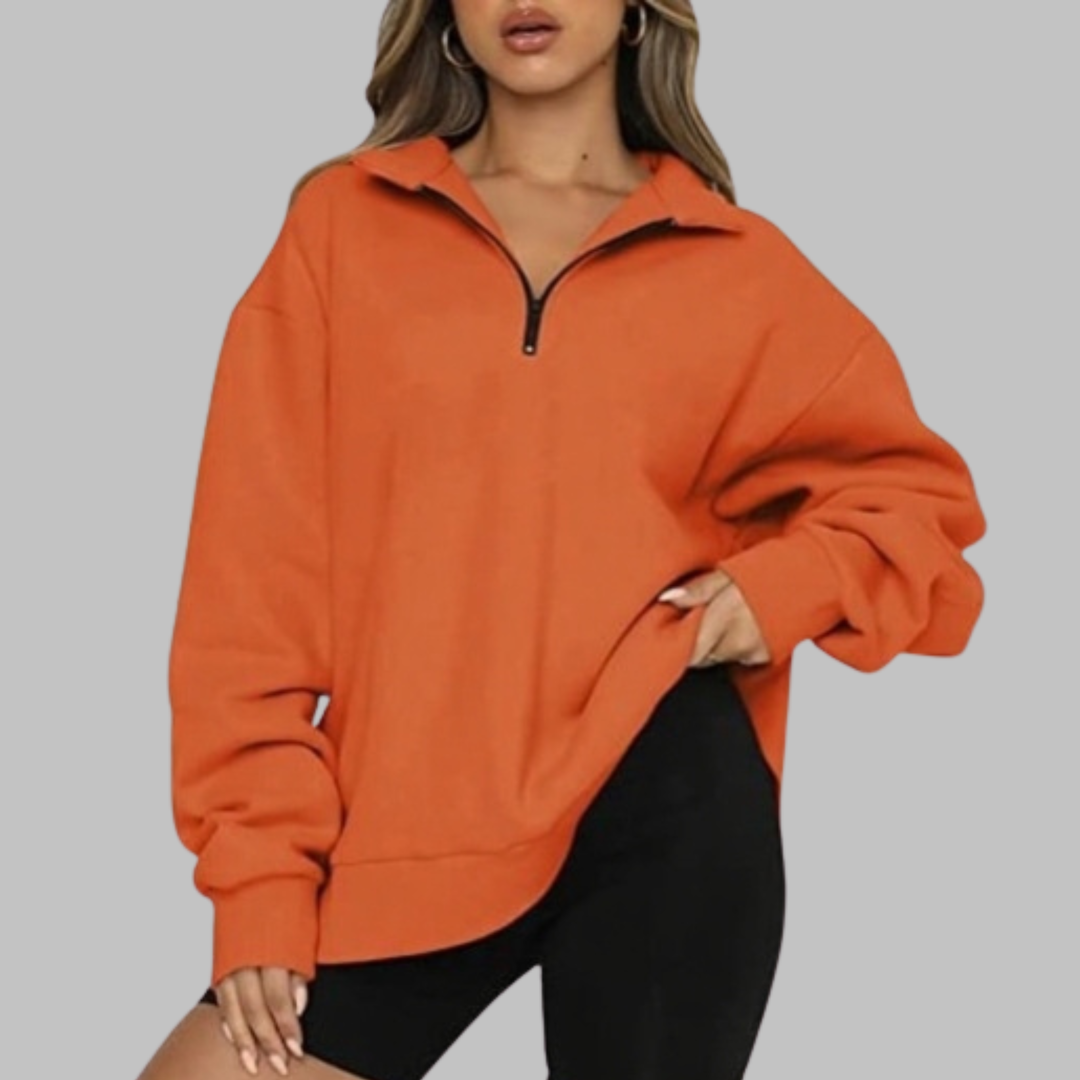 TENLEY™ - Sudadera casual de manga larga con media cremallera y corte oversize