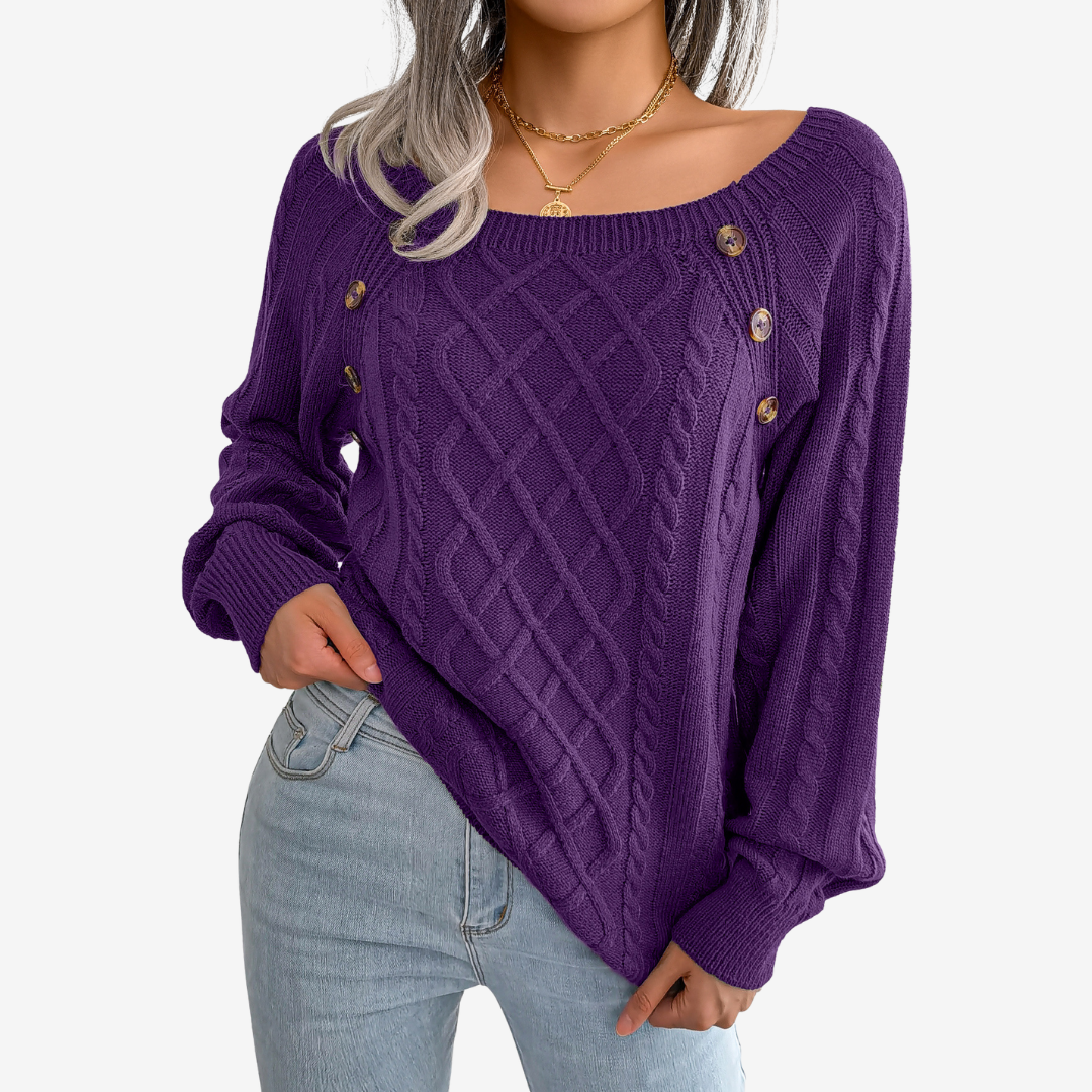 Meli™ sweater med knappedetalje