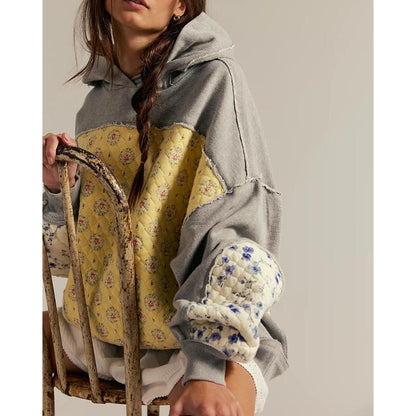 EMILY™ - Oversized patchwork broderet hættetrøje med lommer
