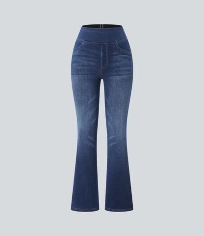 Vaqueros informales de corte bootcut, de talle alto, con bolsillos y lavado Premium Wash™