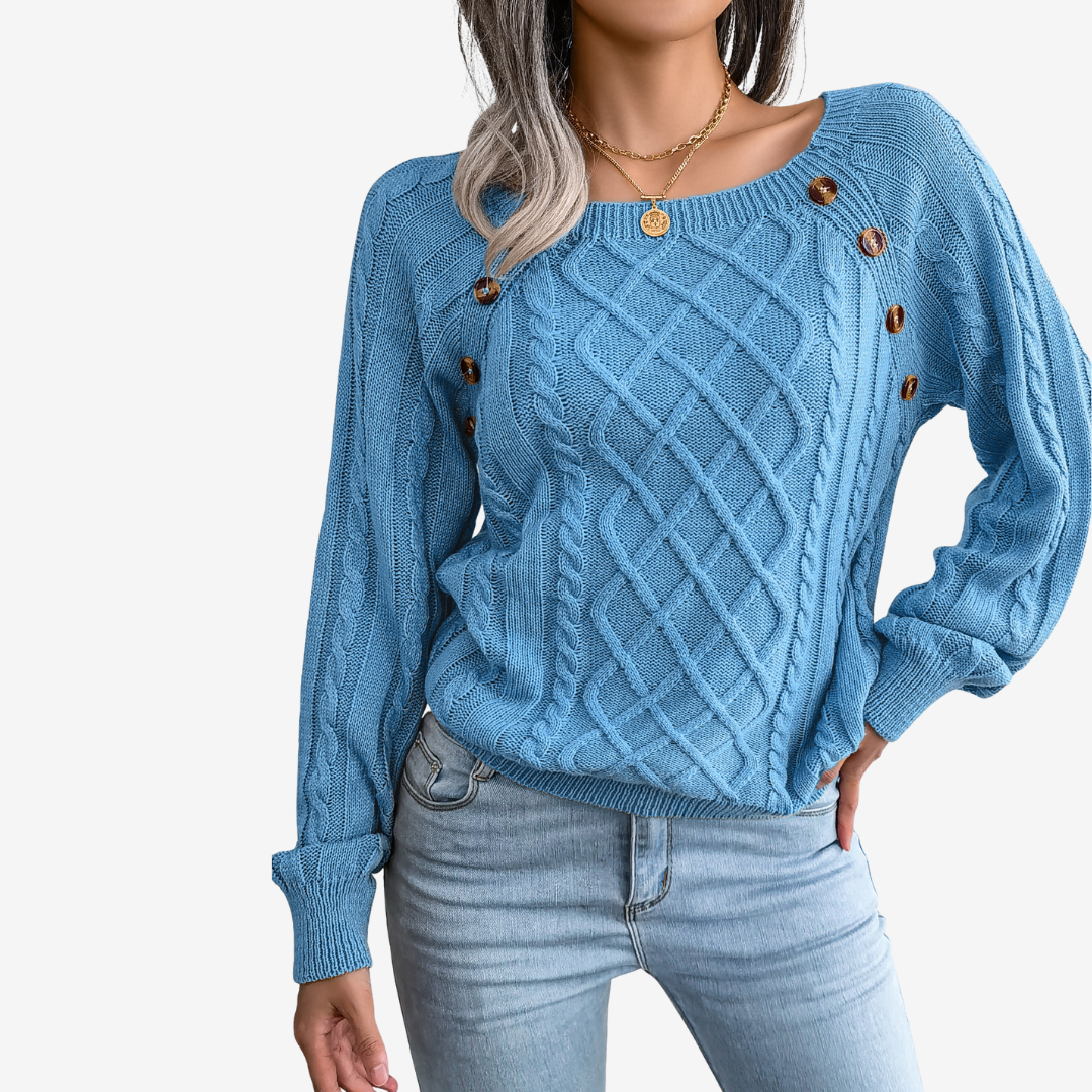 Meli™ sweater med knappedetalje