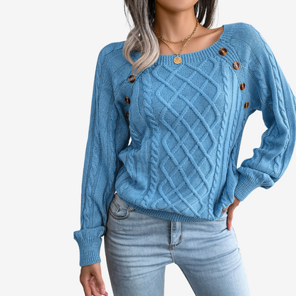 Meli™ sweater med knappedetalje