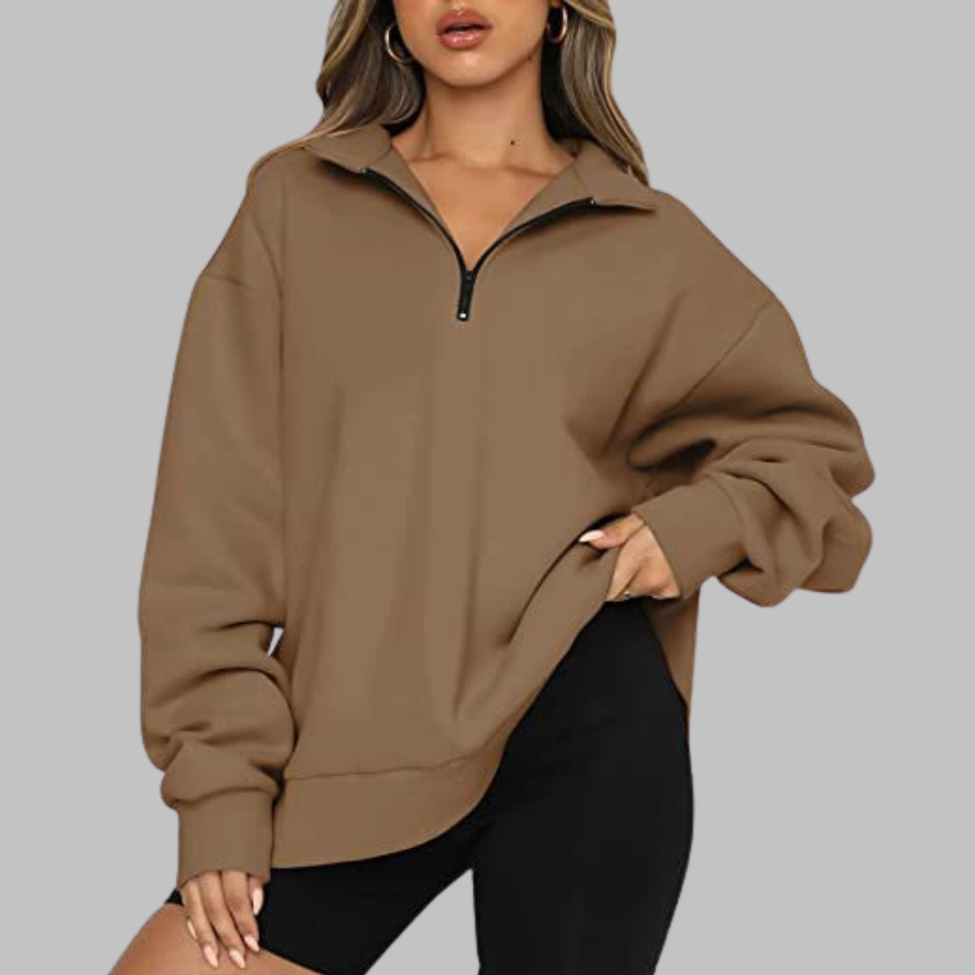 TENLEY™ - Sudadera casual de manga larga con media cremallera y corte oversize