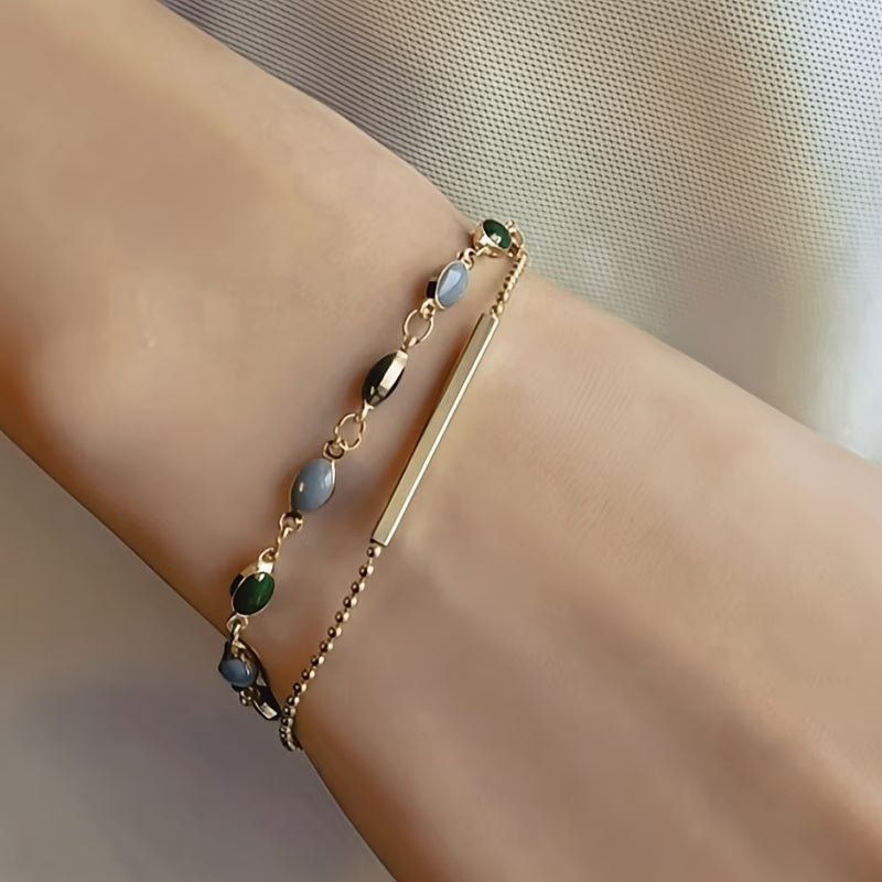 Pulsera doble Olivia Moss | Dorado