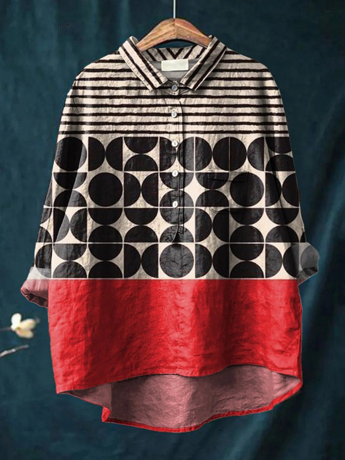 Freya | Camisa Casual Feminina com Estampa Geométrica Artistry