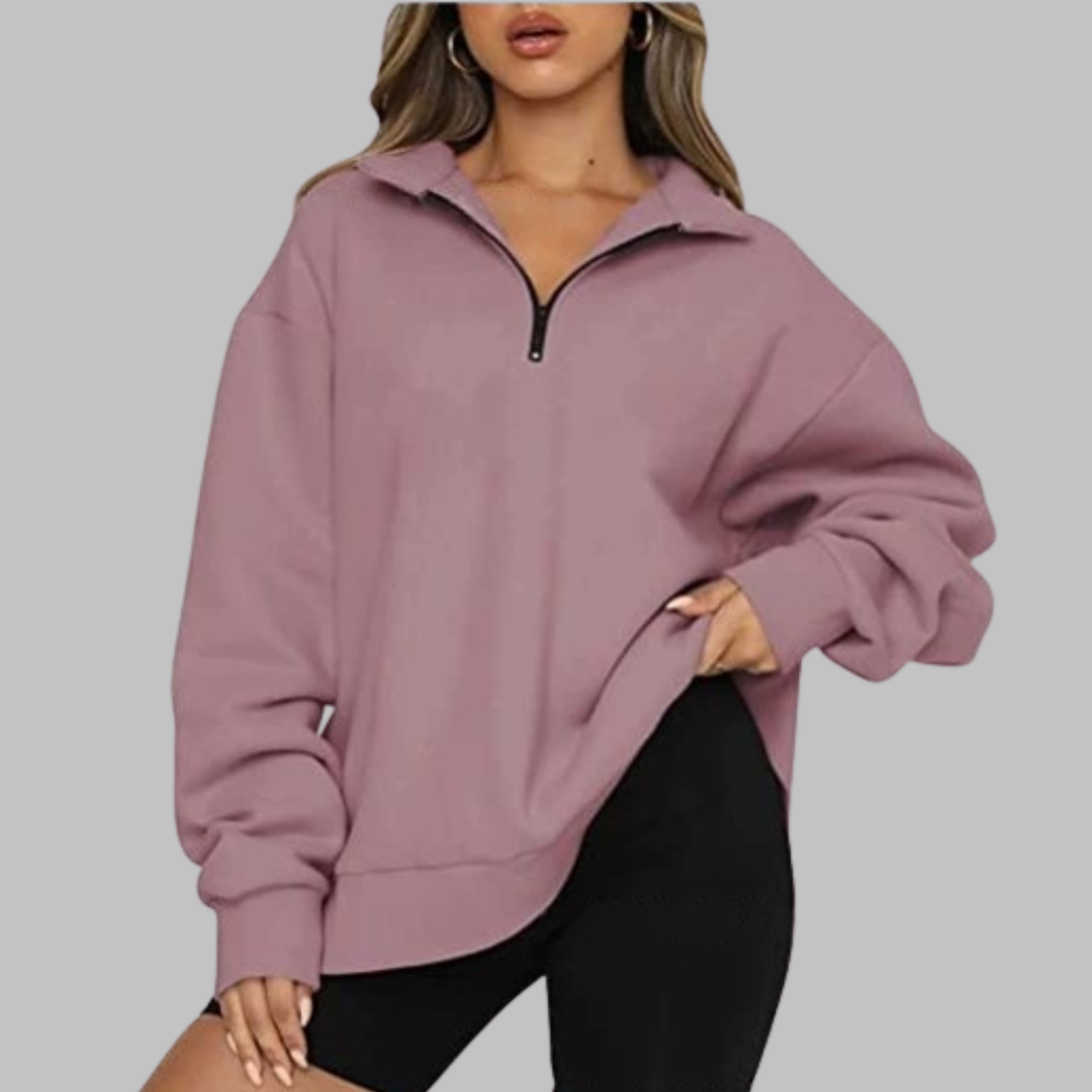 TENLEY™ - Sudadera casual de manga larga con media cremallera y corte oversize