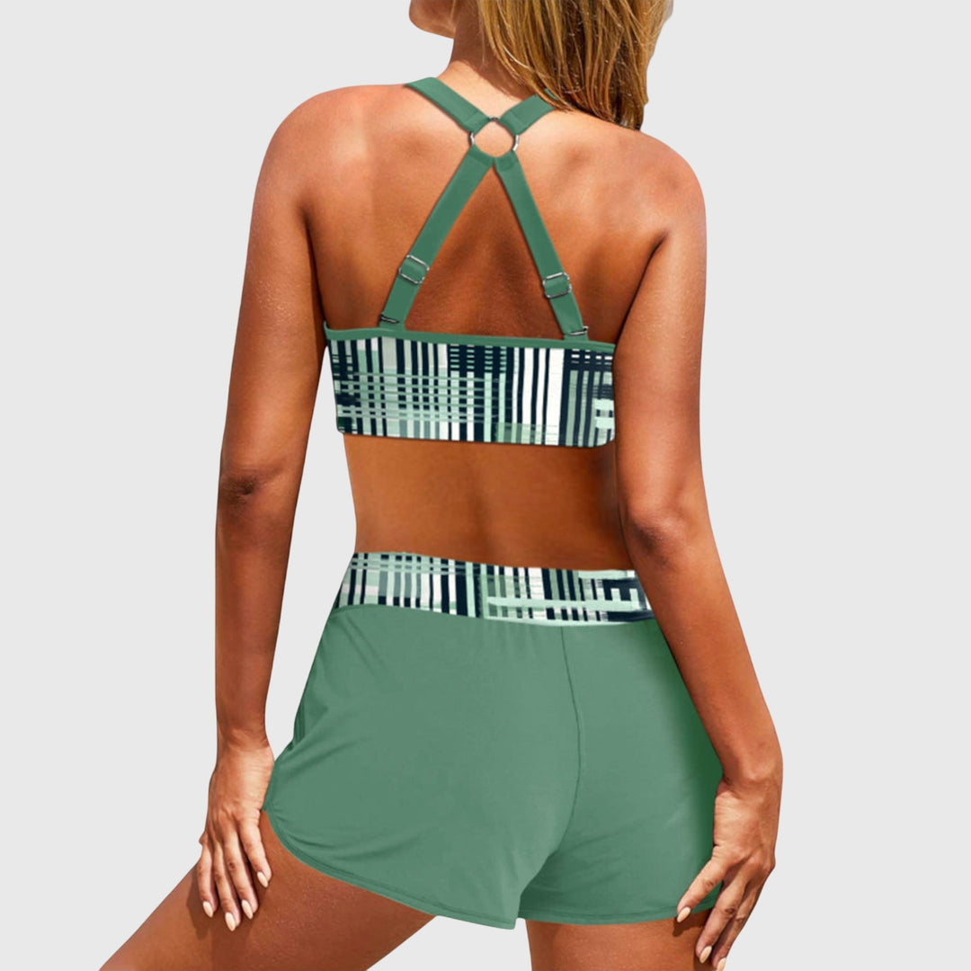Janelle - Bikini de talle alto con textura acanalada