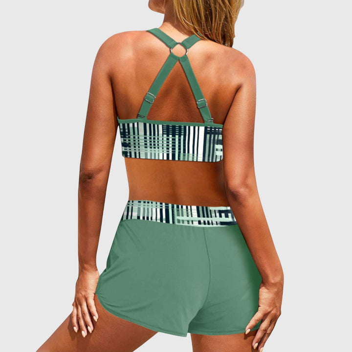 Janelle - Bikini de talle alto con textura acanalada