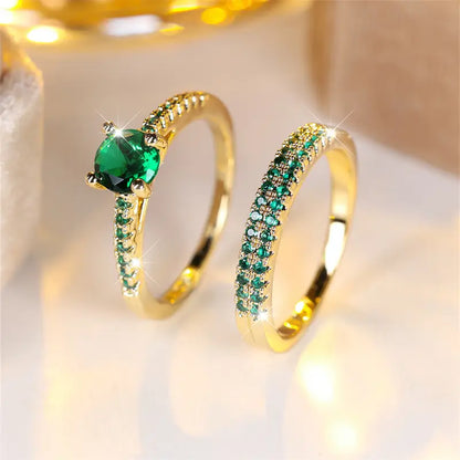 Serena Smaragd-Duo-Ring-Set | Gold