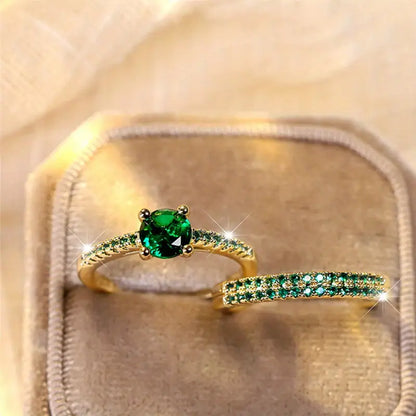 Serena Smaragd-Duo-Ring-Set | Gold
