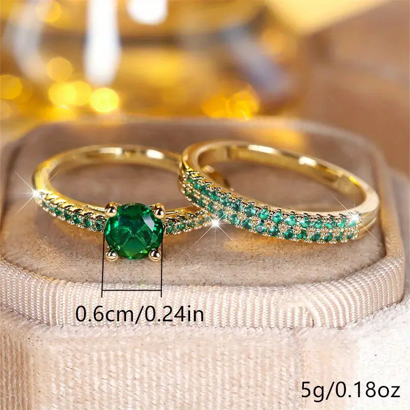Serena Smaragd-Duo-Ring-Set | Gold