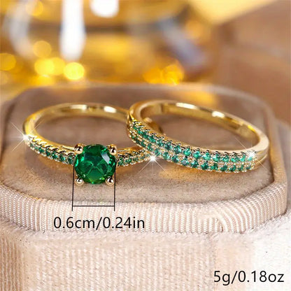 Serena Smaragd-Duo-Ring-Set | Gold