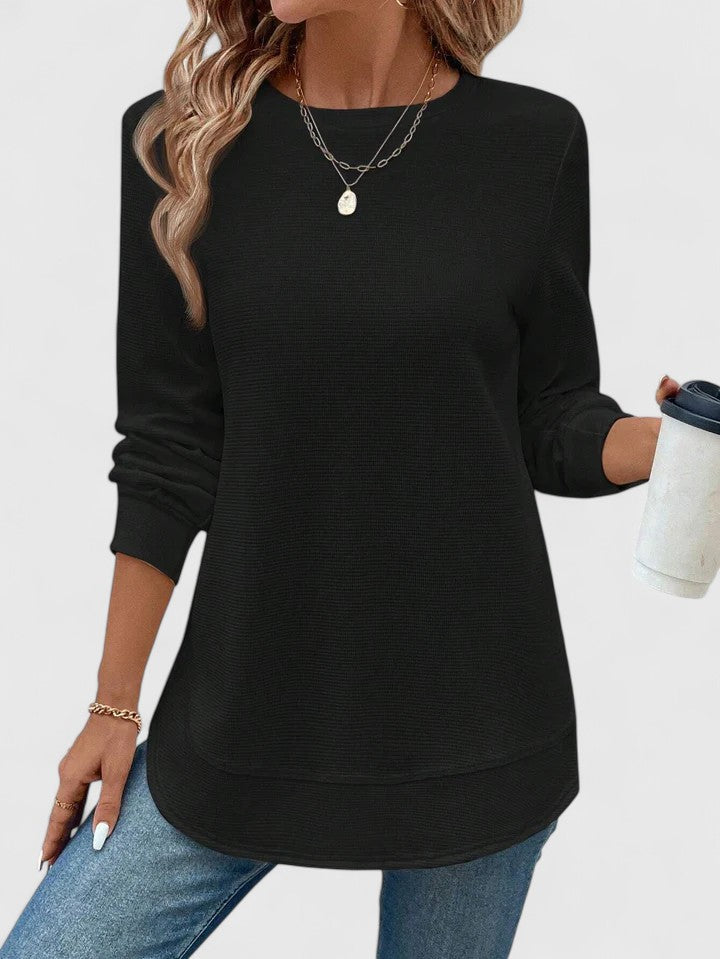 Nadyalyn | Elegantes Langarmshirt mit Rundhalsausschnitt