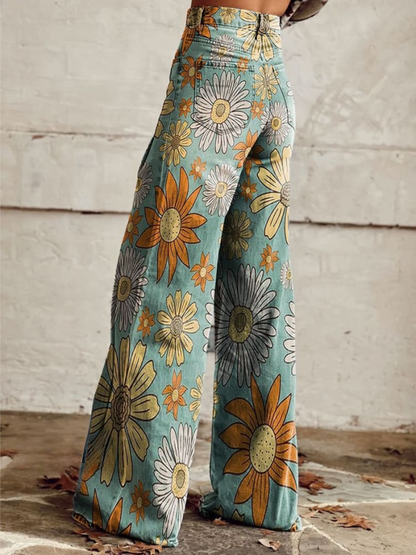 Scarlett | Calça pantalona floral vintage