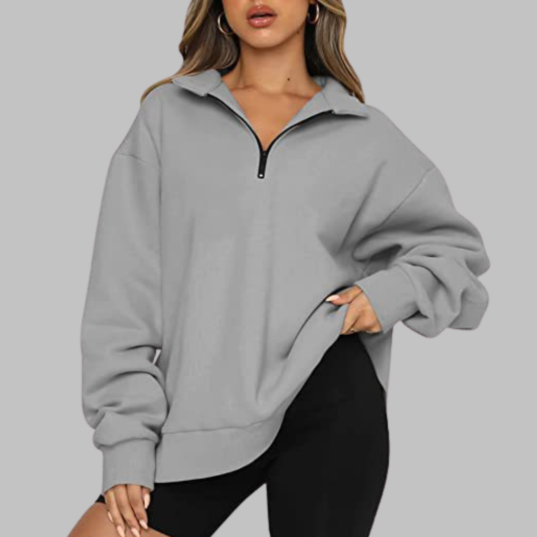 TENLEY™ - Sudadera casual de manga larga con media cremallera y corte oversize