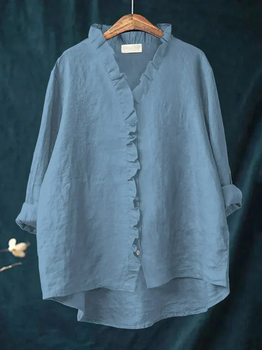 Lily | Blusa de algodón y lino con volantes