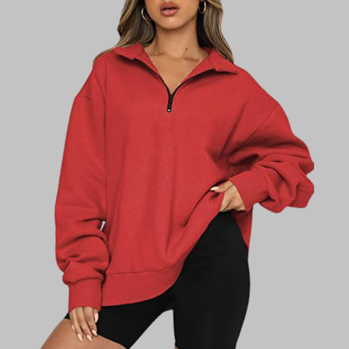 TENLEY™ - Sudadera casual de manga larga con media cremallera y corte oversize
