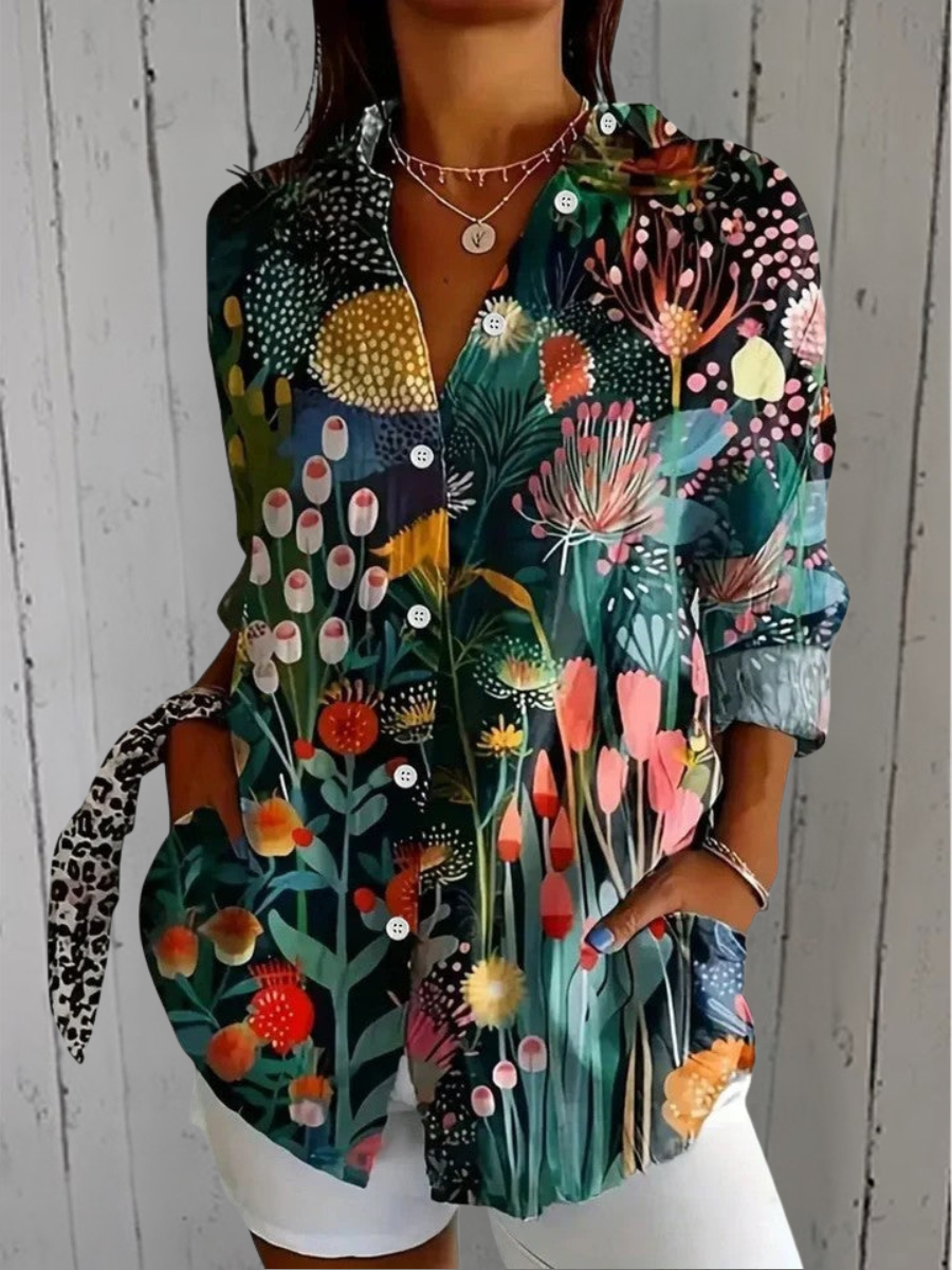 Anica | Blusa vibrante y artística abotonada