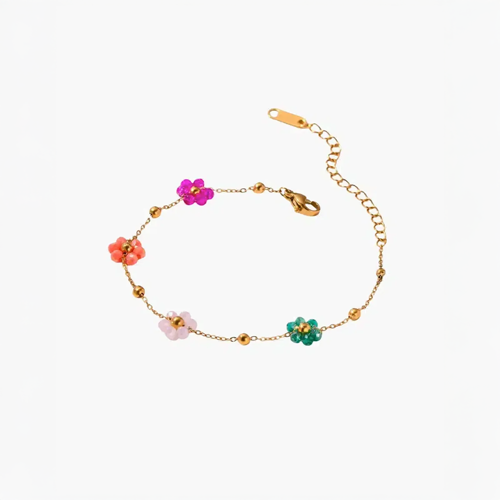 Floréna | Pulsera con dijes de flores artesanales