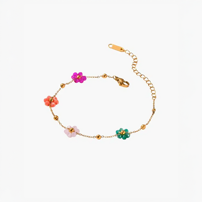 Floréna | Pulsera con dijes de flores artesanales
