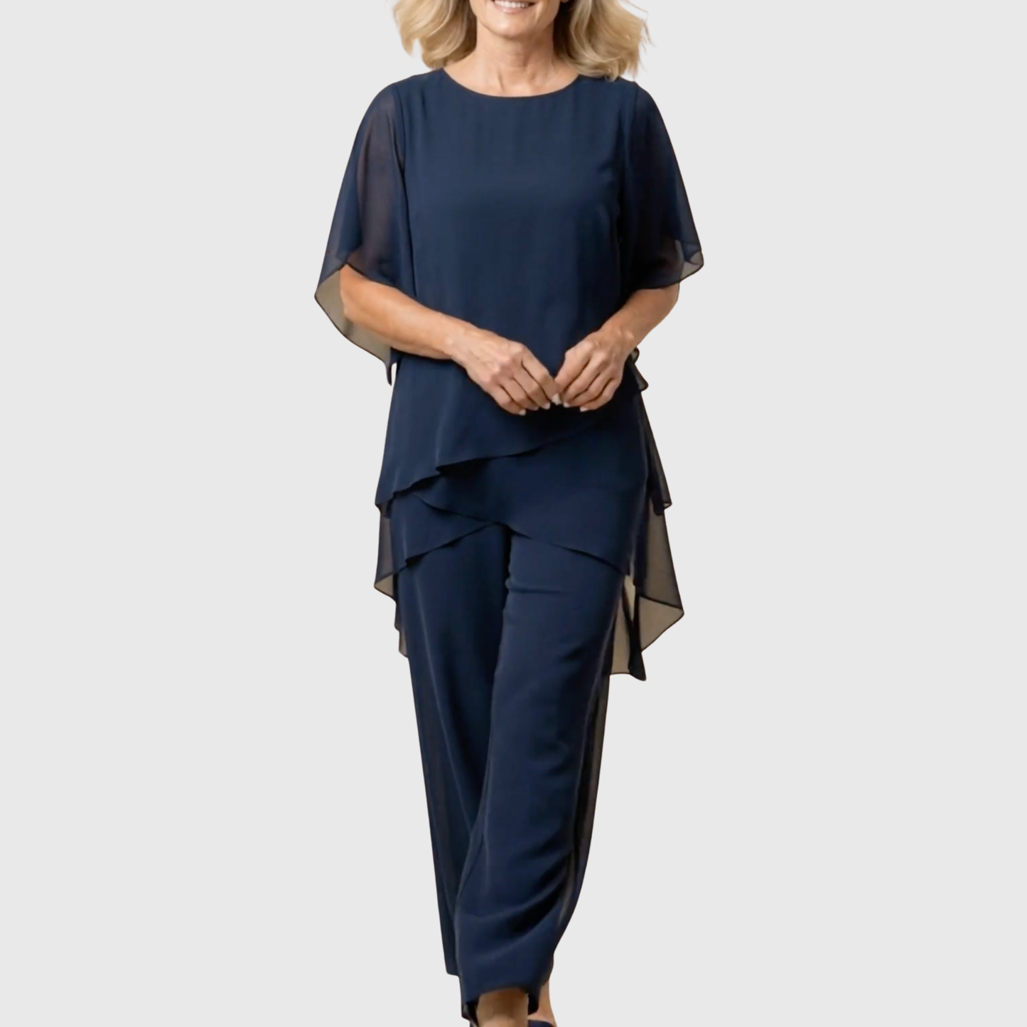 Linda | Jakkesæt med Draperede Palazzo-bukser