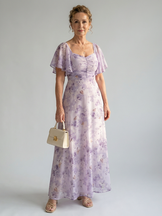 Vaelis | Vestido midi con mangas tipo mariposa