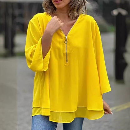 Lorelai | Chiffonbluse med lynlås