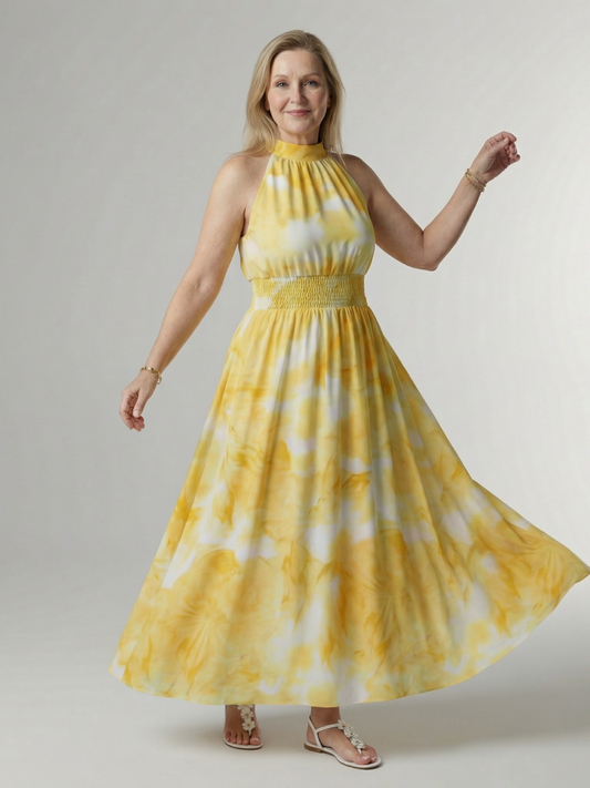 Sylin | Vestido midi halter fruncido