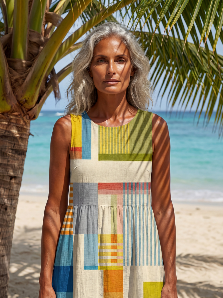 Esme | Malet Block Midi-kjole