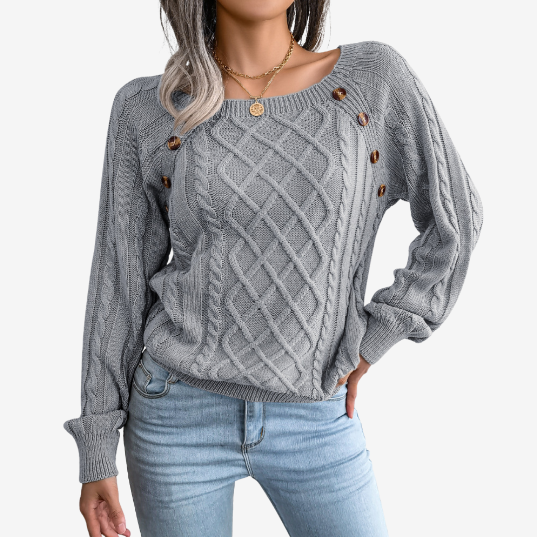 Meli™ sweater med knappedetalje