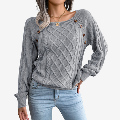 Meli™ sweater med knappedetalje