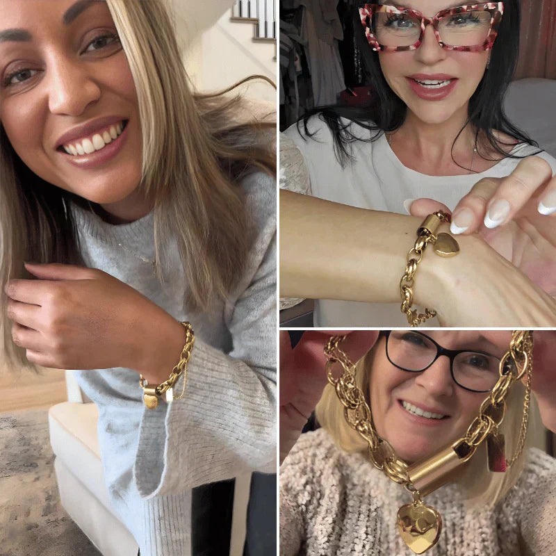 KLUNKERNDES GOLDHERZ-ARMBAND