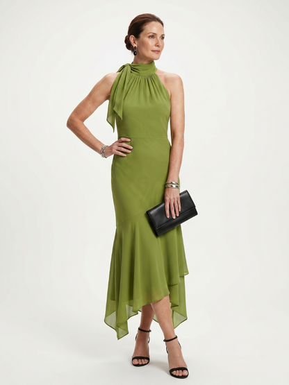 Winifred | Draperet halter-nøglehul midi-kjole