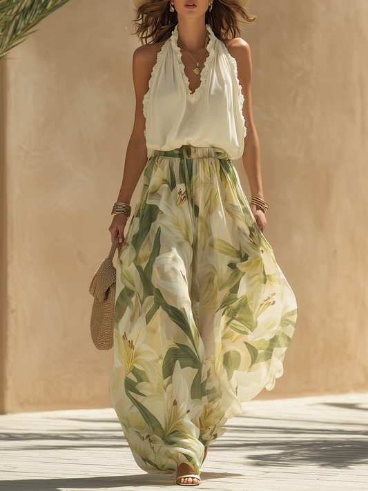Lysa | Conjunto Floral Fluido de Duas Peças