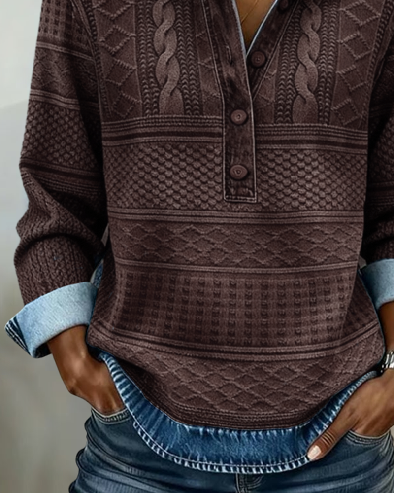 Dolores | Trendy sweatshirt med halv knaplukning og krave