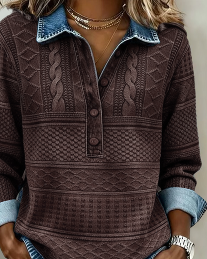 Dolores | Trendy sweatshirt med halv knaplukning og krave