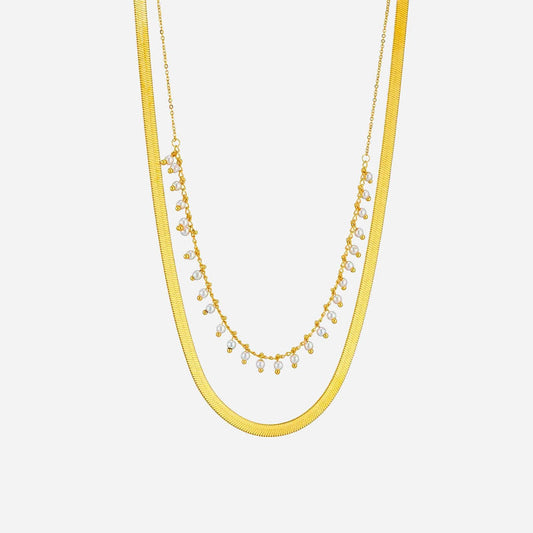 Marizanne | Luxe Slange Choker & Perlesmykkesæt 18K Guld