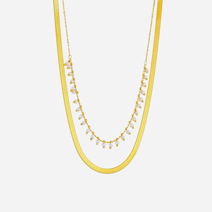 Marizanne | Conjunto de joyería de serpiente de lujo y perlas con choker en oro 18K