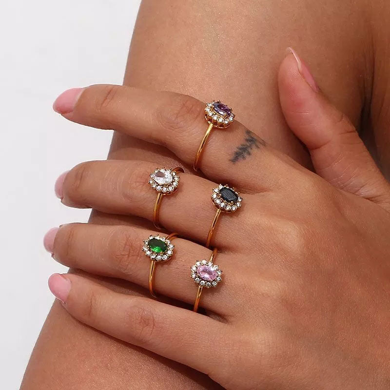 Amaryelle | Anillo de Circonia Verde en Oro 18K