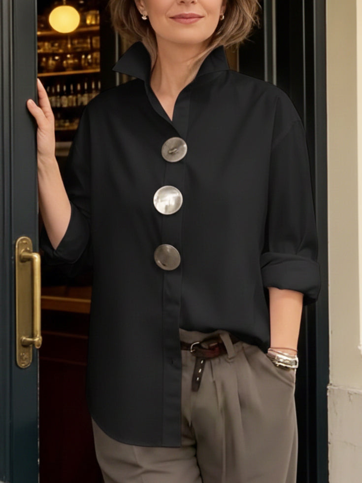 Rosaline | Blusa con cuello mao y botones decorativos