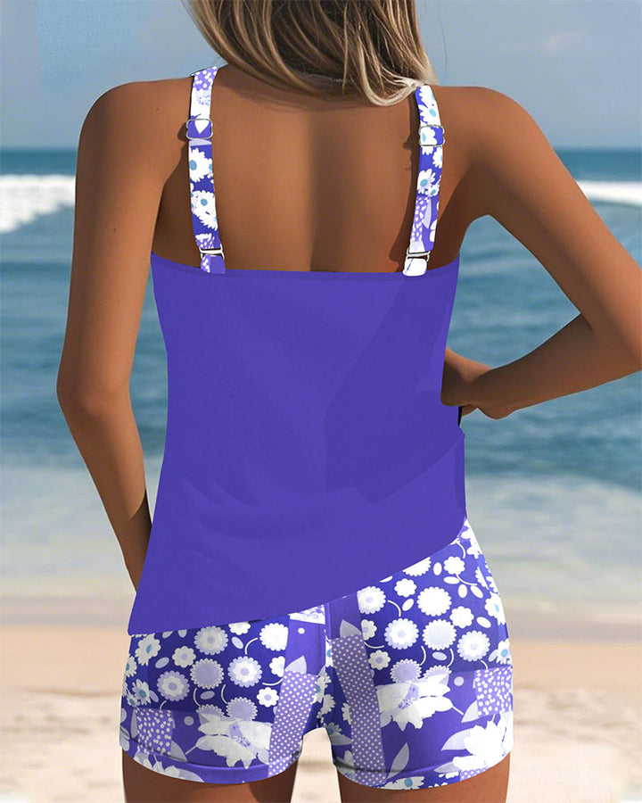 Colette | Badeanzug-Tanktop mit bedrucktem Boxer-Set