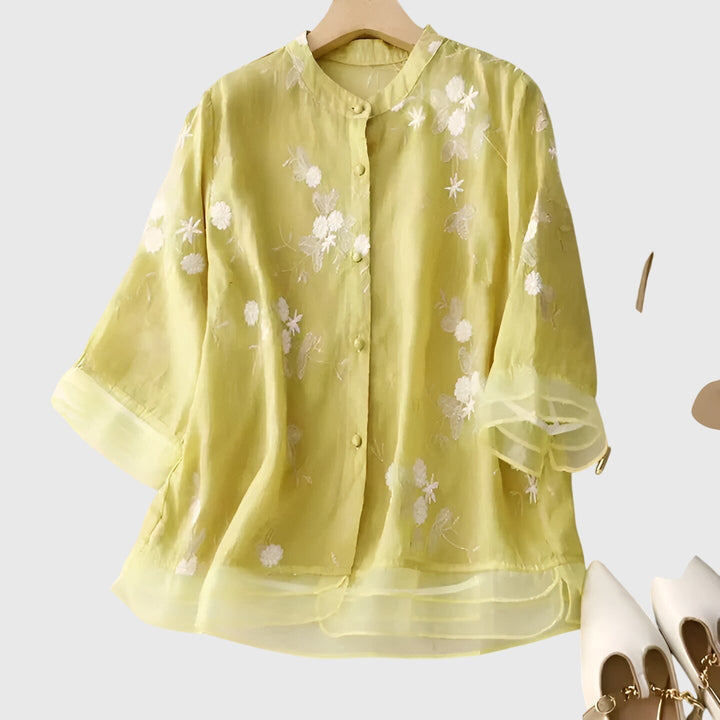 Nellie™ | Blusa elegante con flores bordadas