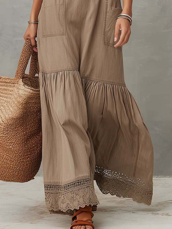Vestido Longo Clássico Khaki de Algodão Puro sem Mangas