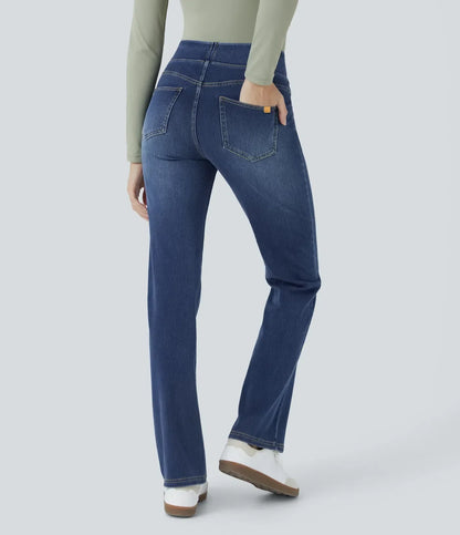 Vaqueros informales de corte bootcut, de talle alto, con bolsillos y lavado Premium Wash™