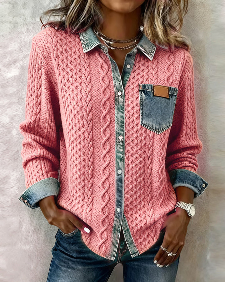 Juliane | Suéter de Tricô Jeans Rosa