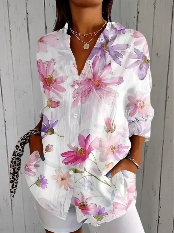 Anica | Blusa vibrante y artística abotonada