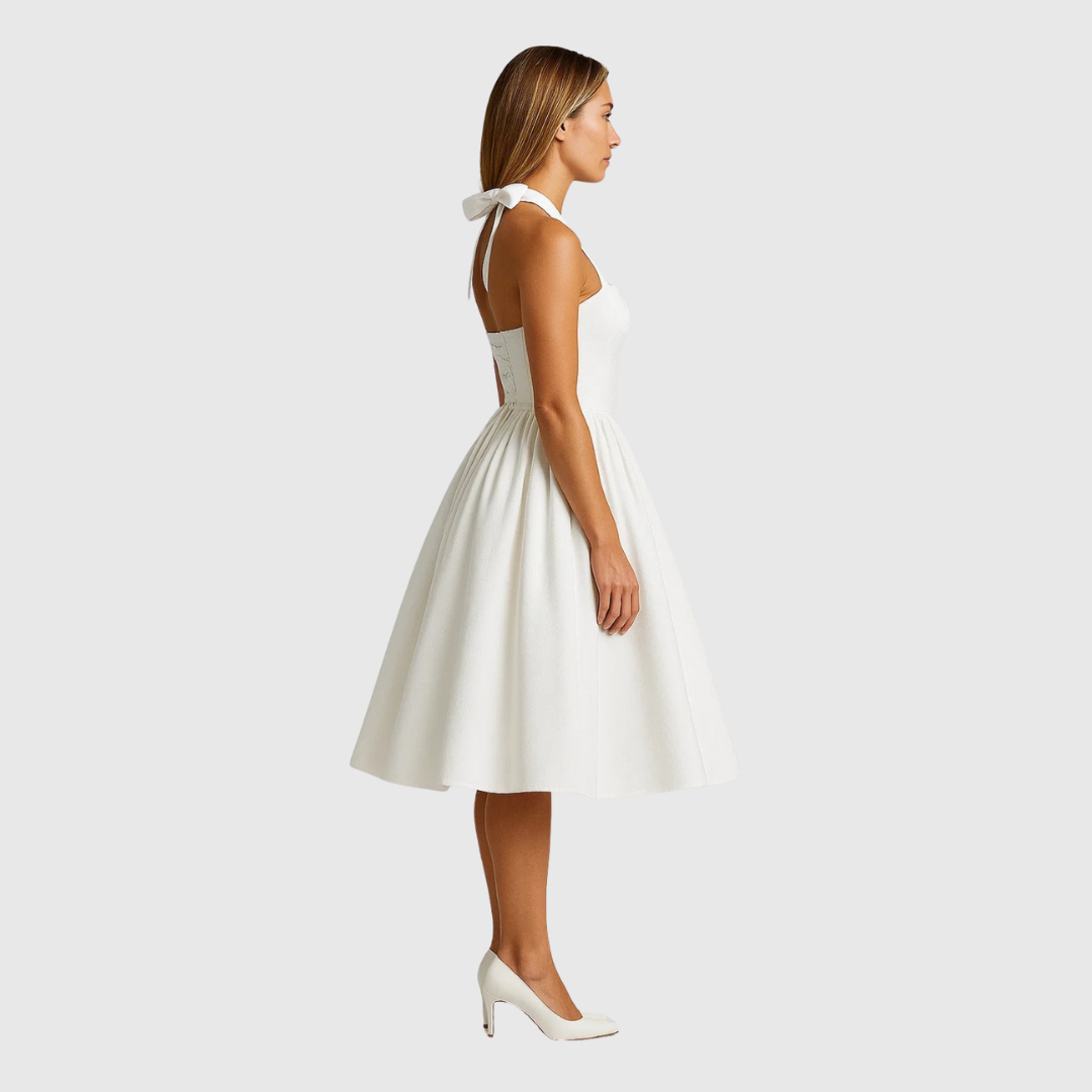 VERITY | Vintageinspireret halterneck midi-kjole