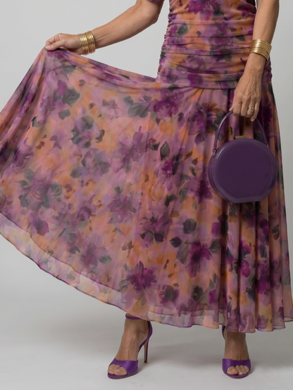 Calen | Off-shoulder flydende midi-kjole