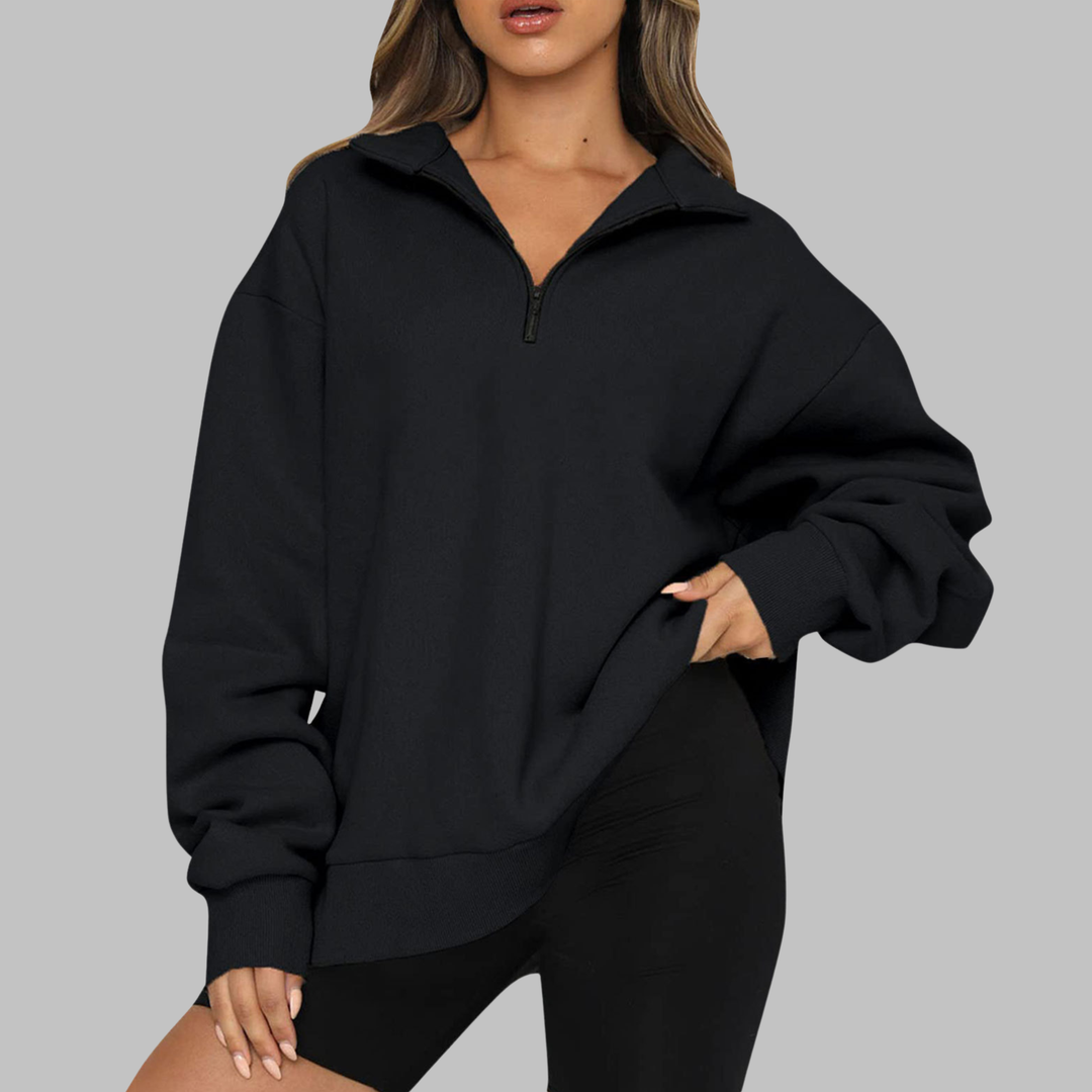 TENLEY™ - Sudadera casual de manga larga con media cremallera y corte oversize